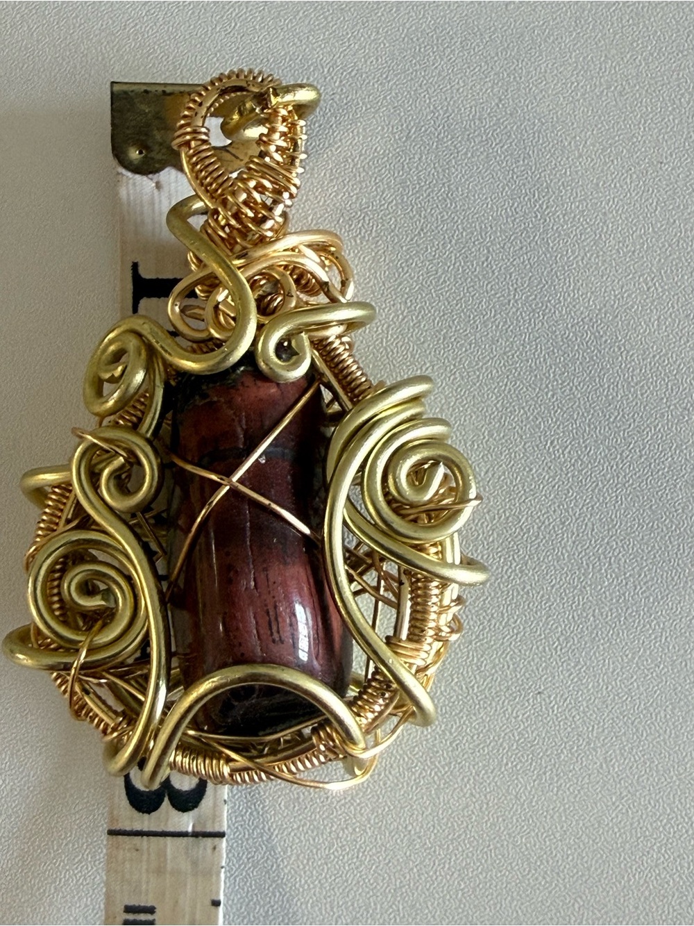 Handcrafted Wire-Wrapped Rhodonite Pendant – Approx. 3” - Picture 4 of 8